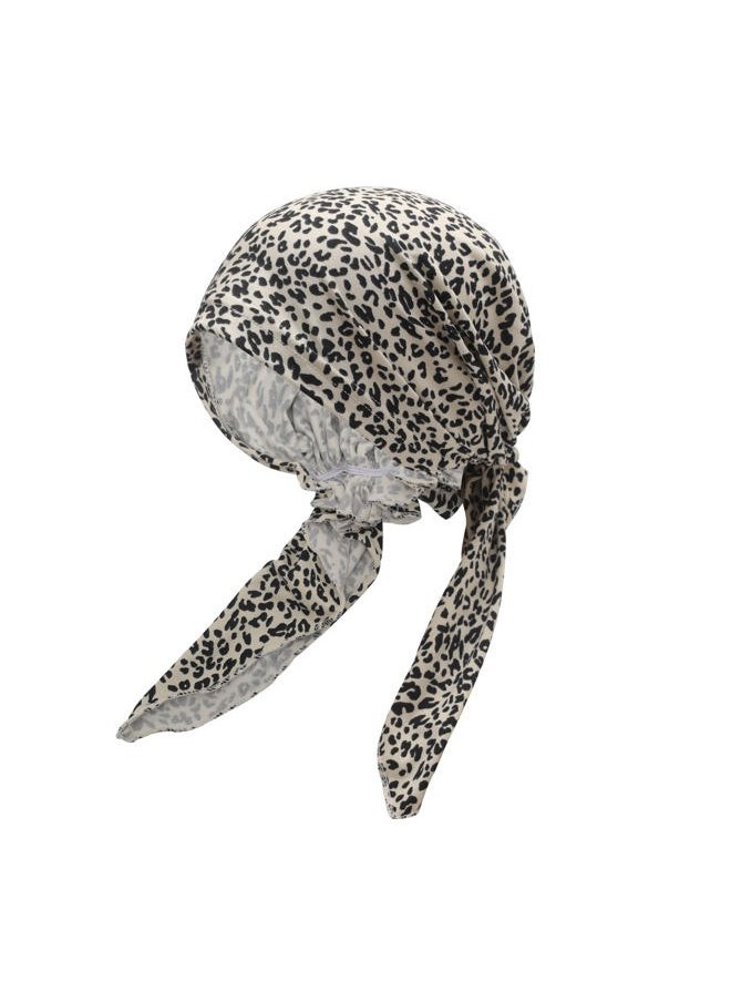 ZLYC Chemo Headwear Pre Tied Head Scarf Headwraps Lightweight Turban Beanie Cap for Women (Leopard White)  - Image 1