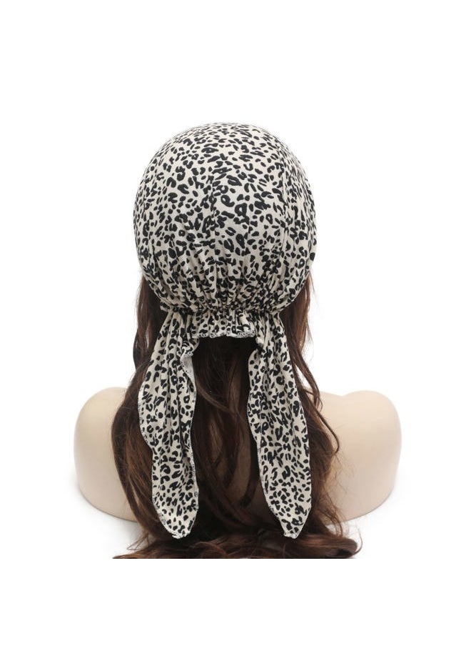 ZLYC Chemo Headwear Pre Tied Head Scarf Headwraps Lightweight Turban Beanie Cap for Women (Leopard White)  - Image 4