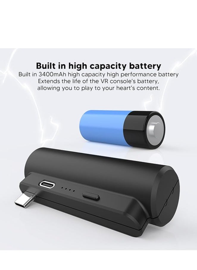 Battery pack for Quest 2, portable VR charger battery with LED indicator and independent switch, 3400 MAh VR extension battery for 2-3 hours of playback