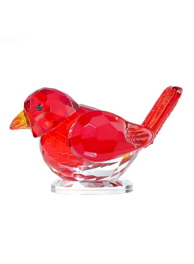 Qianwei Red Crystal Bird Figurine Collectible - Handmade Glass Animals Figurines Crystal Office Desk Table Home Decor Paperweight - Image 1