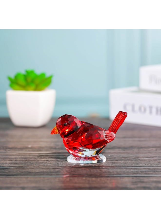 Qianwei Red Crystal Bird Figurine Collectible - Handmade Glass Animals Figurines Crystal Office Desk Table Home Decor Paperweight - Image 5