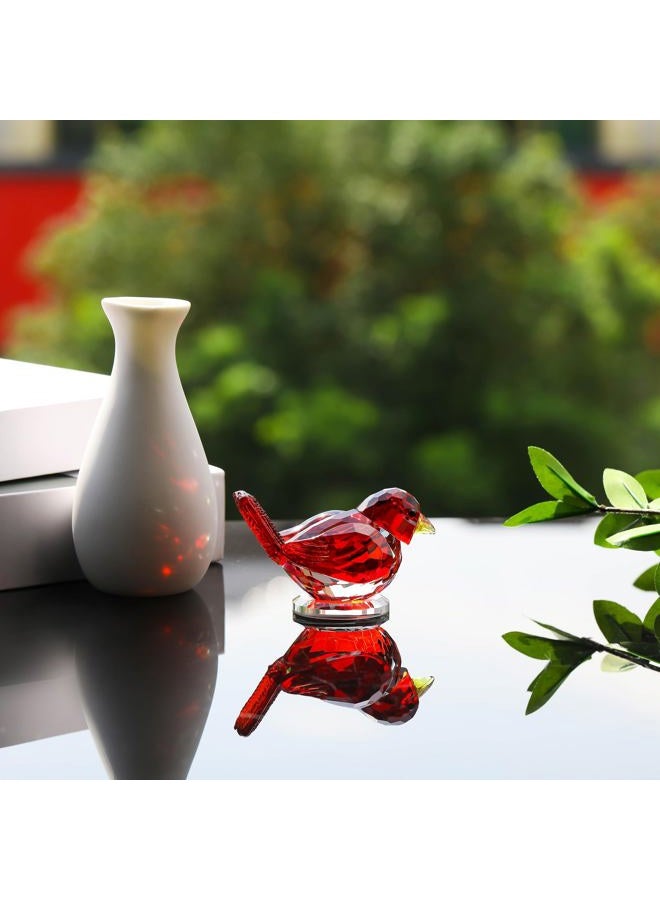 Qianwei Red Crystal Bird Figurine Collectible - Handmade Glass Animals Figurines Crystal Office Desk Table Home Decor Paperweight - Image 4