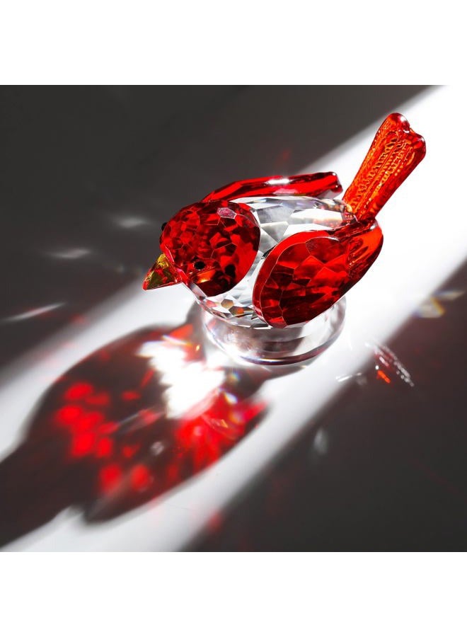 Qianwei Red Crystal Bird Figurine Collectible - Handmade Glass Animals Figurines Crystal Office Desk Table Home Decor Paperweight - Image 2