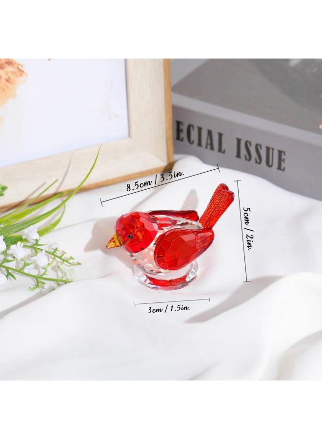 Qianwei Red Crystal Bird Figurine Collectible - Handmade Glass Animals Figurines Crystal Office Desk Table Home Decor Paperweight - Image 3