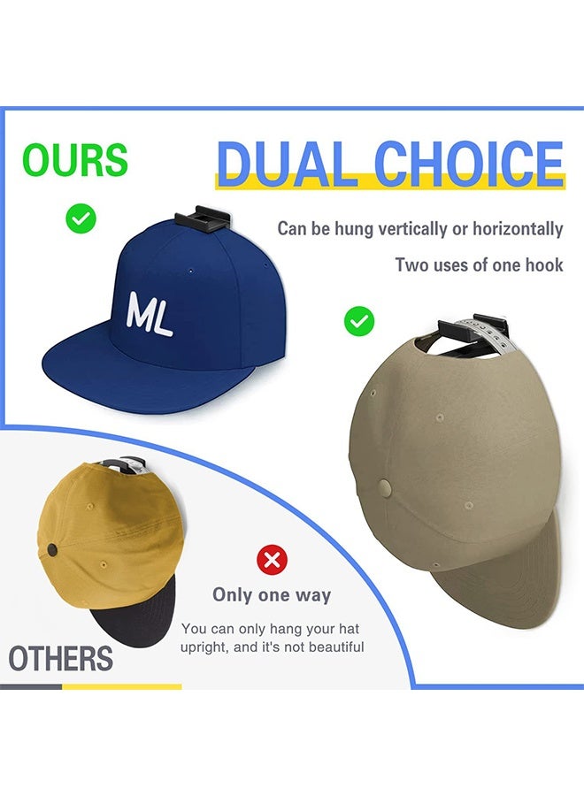 12 Pack Adhesive Hat Rack Display Hooks for Wall & Door Baseball Cap Holder Closet & Storage Organizer Strong Cap Hanger for Room & Mancave No Drilling (black) - Image 2