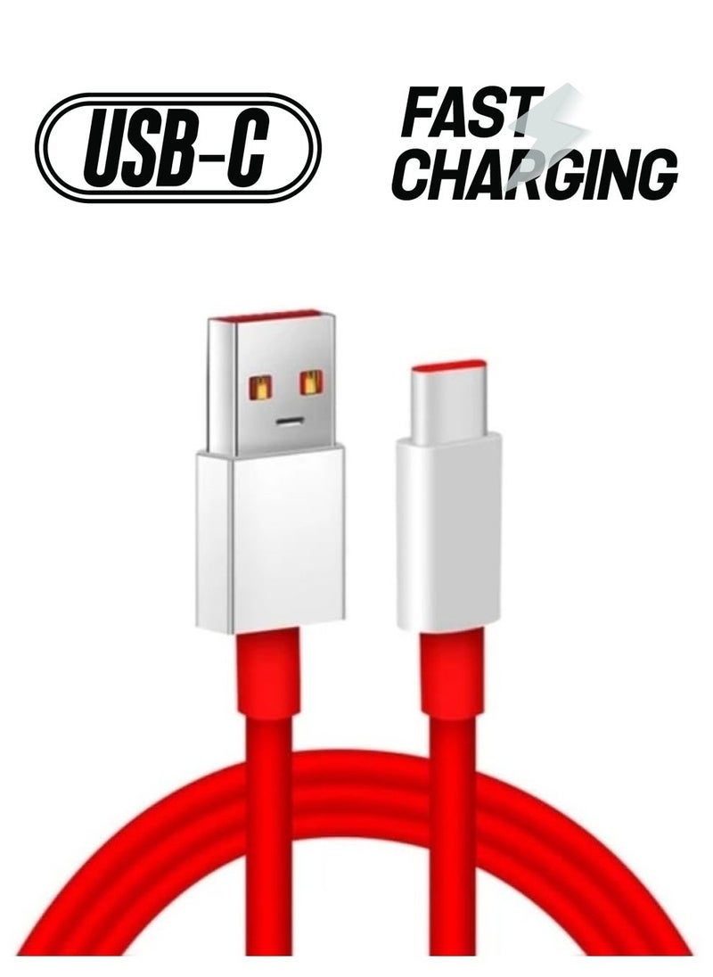 Dynamic Red High-Speed USB Type-C Cable – Compatible with OnePlus 11, 10 Pro, Nord N20, 8T, and More - Image 1
