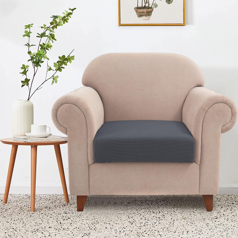 NC HOME Water-Repellent Sofa Cushion Covers Jacquard High Stretch Fabric Furniture Protector for Living Room, Washable Sofa Seat Slipcover, 1 Seater Settee (Chair Cushion, Gray) - Image 2