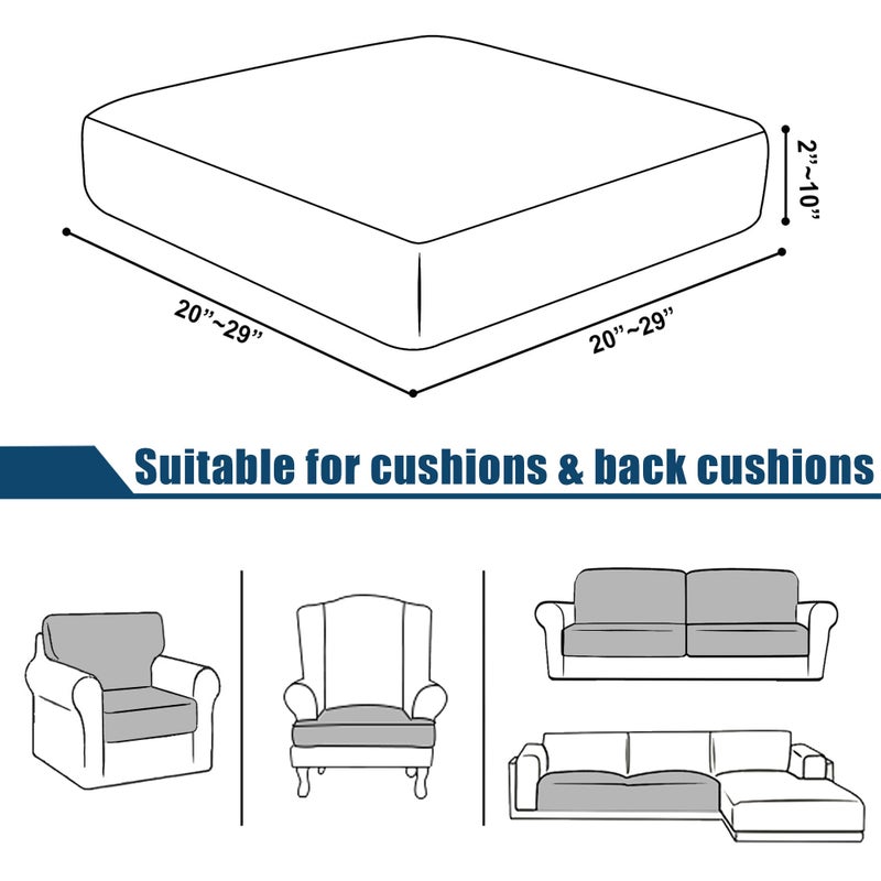 NC HOME Water-Repellent Sofa Cushion Covers Jacquard High Stretch Fabric Furniture Protector for Living Room, Washable Sofa Seat Slipcover, 1 Seater Settee (Chair Cushion, Gray) - Image 3