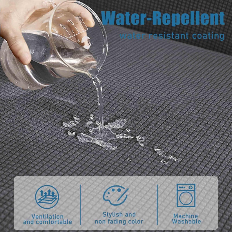 NC HOME Water-Repellent Sofa Cushion Covers Jacquard High Stretch Fabric Furniture Protector for Living Room, Washable Sofa Seat Slipcover, 1 Seater Settee (Chair Cushion, Gray) - Image 4
