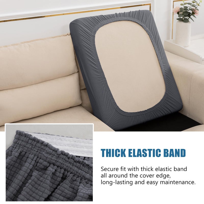NC HOME Water-Repellent Sofa Cushion Covers Jacquard High Stretch Fabric Furniture Protector for Living Room, Washable Sofa Seat Slipcover, 1 Seater Settee (Chair Cushion, Gray) - Image 5