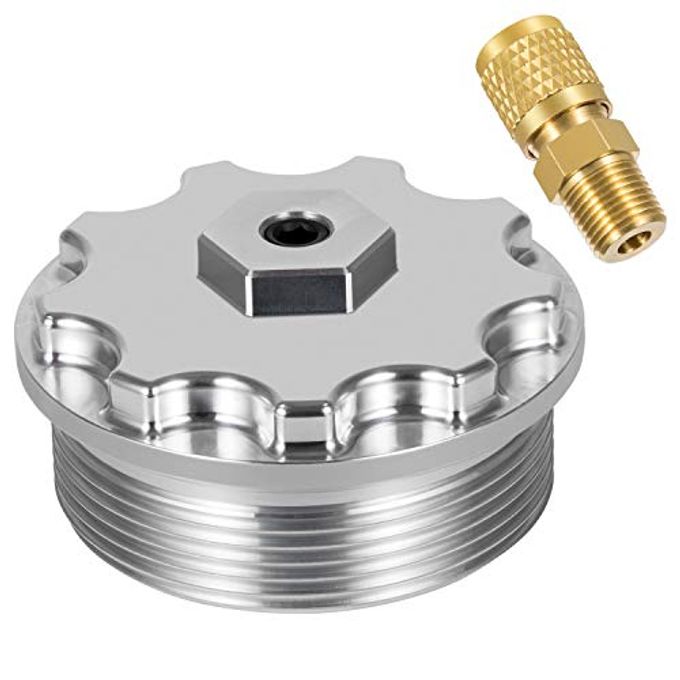 Camoo Fuel Filter Cap With Fuel Pressure Port Aluminum for 2003-2007 Ford Powerstroke Diesel 6.0L F250,F350,F450,F550,F650,F750,Excursion - Image 1