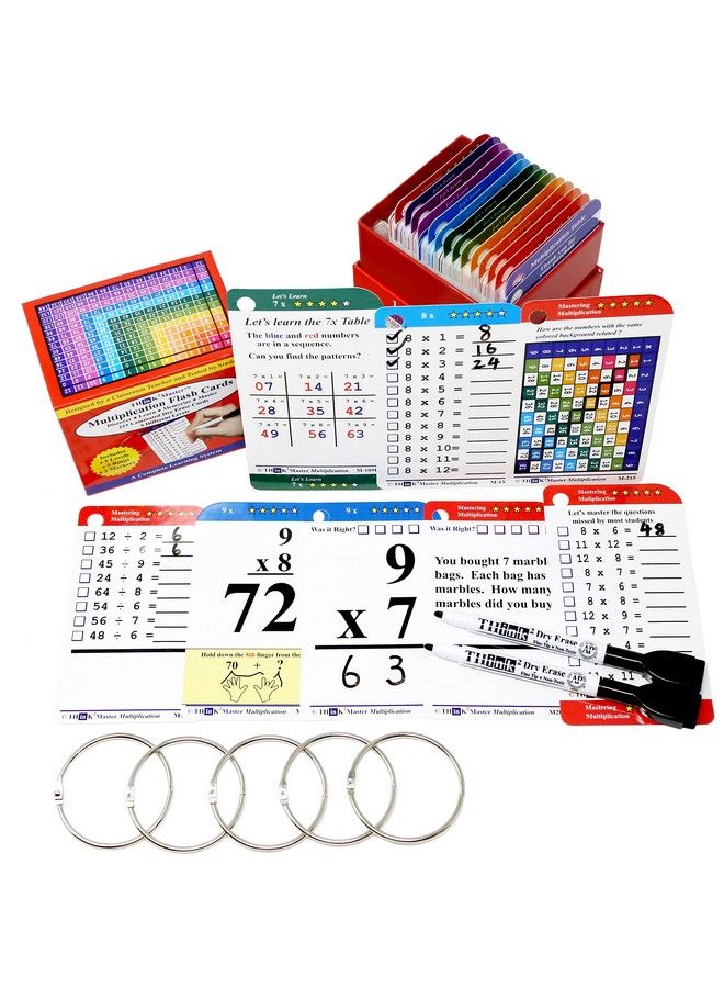 Premium 215 Laminated Multiplication Flash Cards. (All 012 X Facts); Learn More Than Multiplication.; Bonus: 2 Dry Erase Markers & 5 Rings. ; Designed By A Teacher To Improve Test Scores  - Image 2