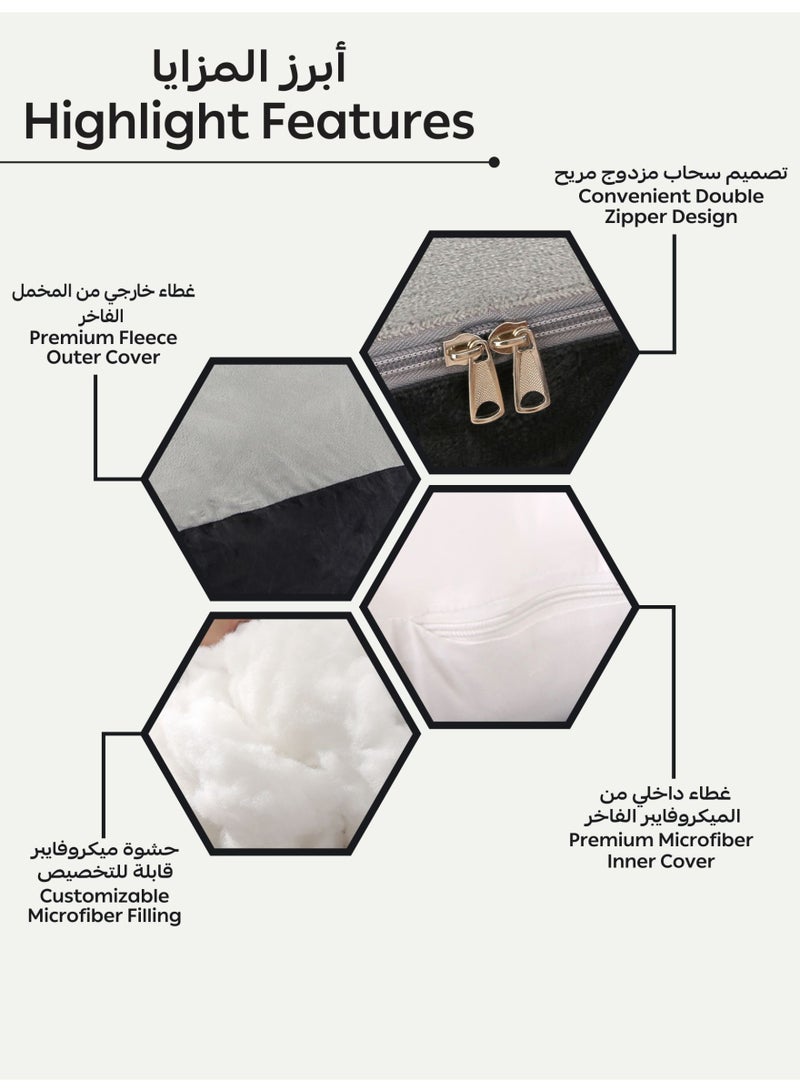 دوناتيلا وسادة الحمل دعم الظهر والوركين والساقين والبطن صوف ناعم لون رمادي  - Image 4