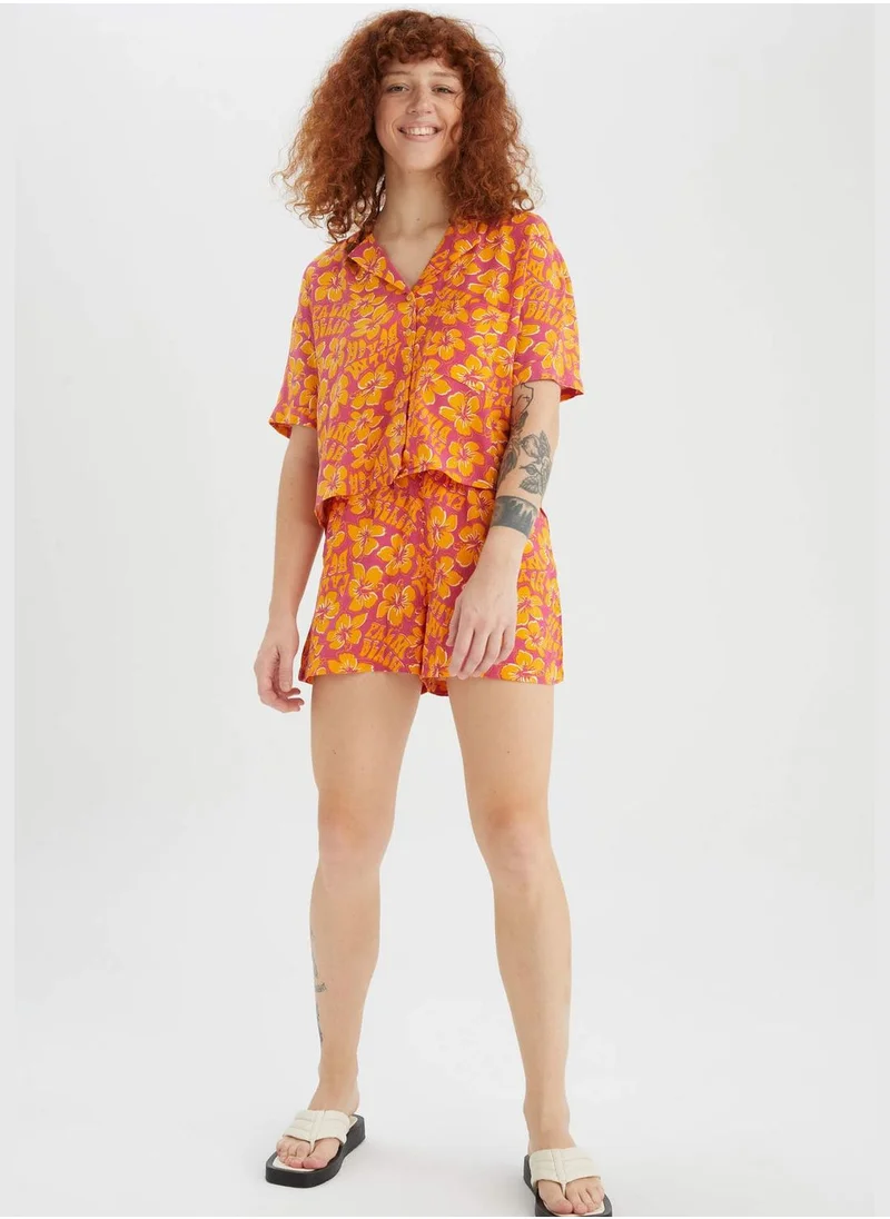 DeFacto Relax Fit Zebra Print Mini Viscose Short