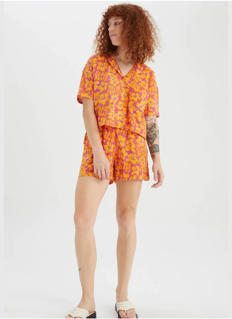 DeFacto Relax Fit Zebra Print Mini Viscose Short