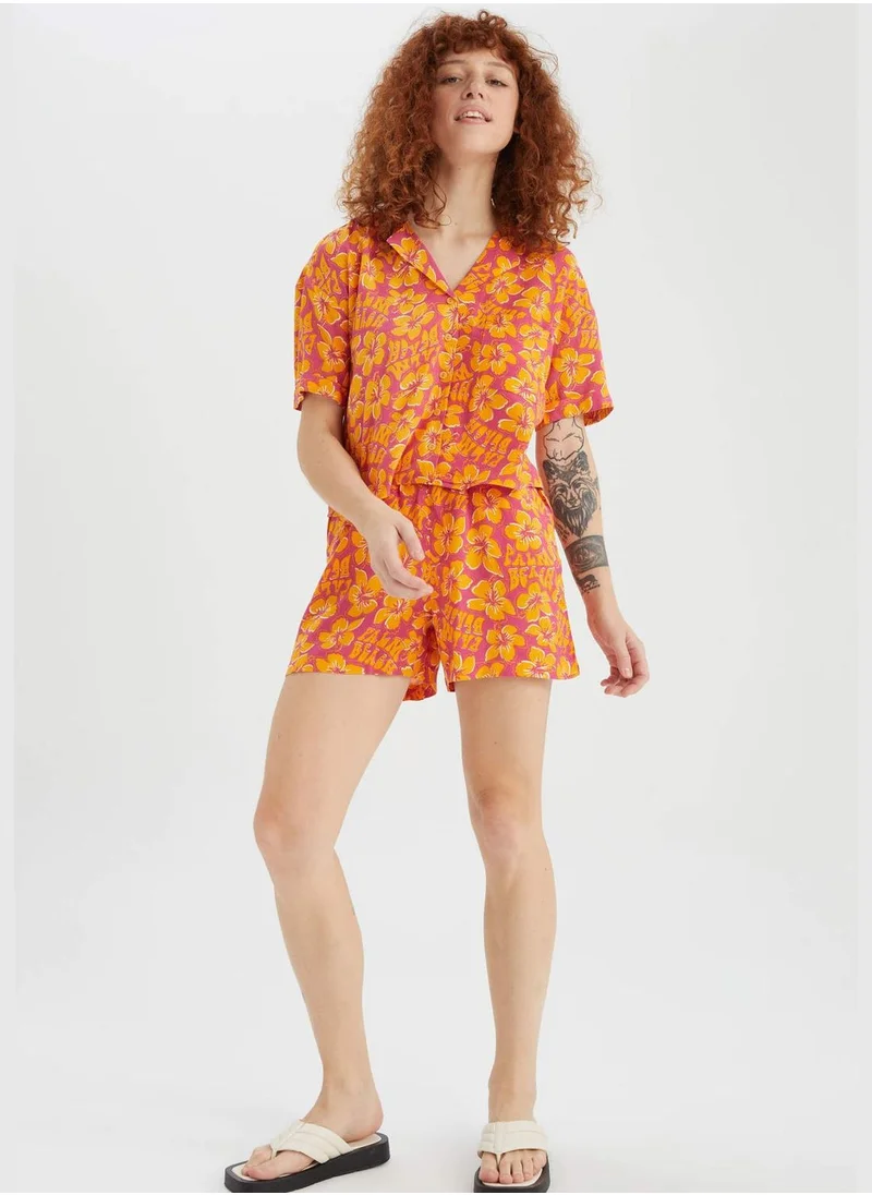DeFacto Relax Fit Zebra Print Mini Viscose Short
