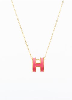 Stainless Steel necklace with H Pink pendant