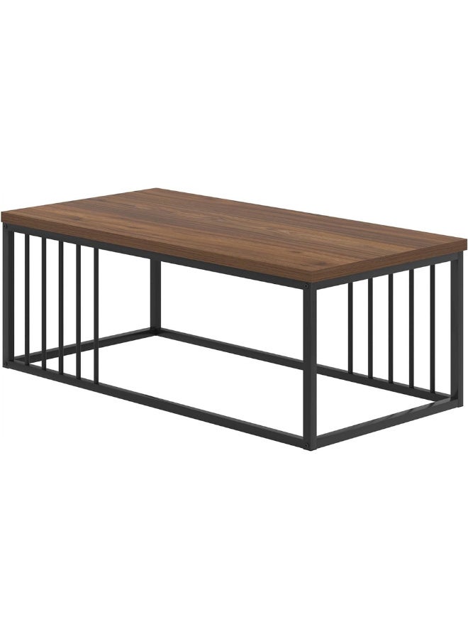 SULSHA Modern Minimalist Coffee Table, Large Rectangular Side Table, Coffee Table, Wooden Effect Tabletop, Sturdy Metal Legs, Suitable for Living Room Furniture - Image 4