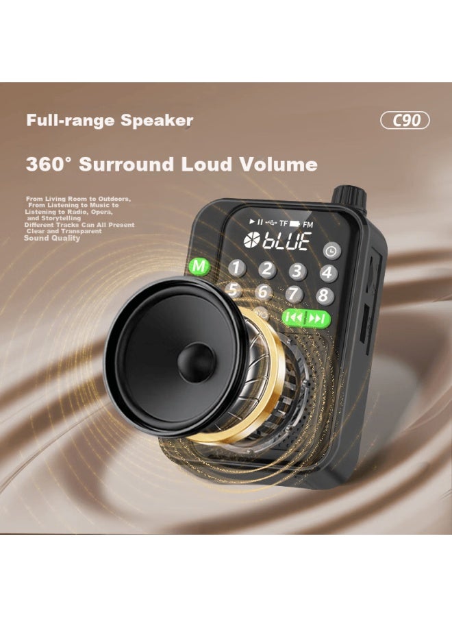 Nintaus C90 Elderly Radio, Card-insertable Speaker For Seniors, Portable Mini Audio Player, Music Player With Card Slot, Personal Listening Device, News And Semiconductor Radio For Storytelling - Image 1