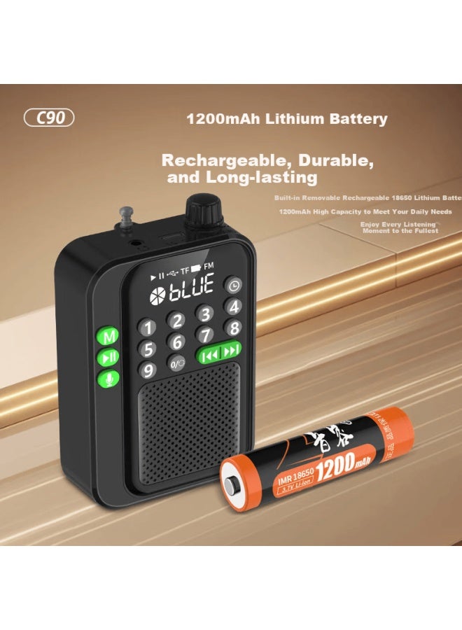 Nintaus C90 Elderly Radio, Card-insertable Speaker For Seniors, Portable Mini Audio Player, Music Player With Card Slot, Personal Listening Device, News And Semiconductor Radio For Storytelling - Image 3