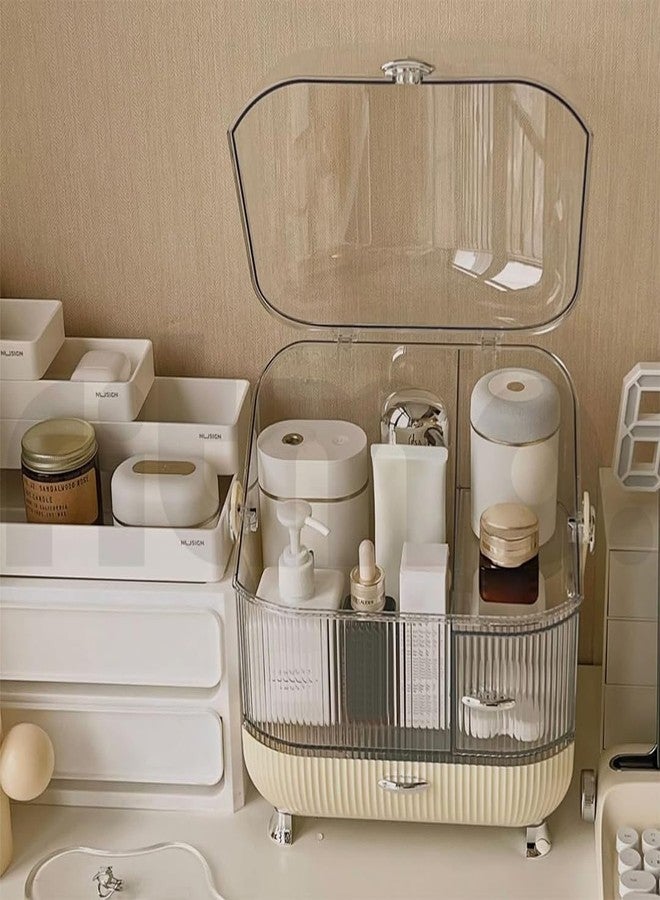 Ostin منظم مكياج أوستين، منظم مستحضرات تجميل ذو سعة كبيرة، منظمات للعناية بالبشرة، علبة تخزين فرش المكياج، علبة عرض مستحضرات التجميل للطاولة، المنضدة، الحمام - Image 4