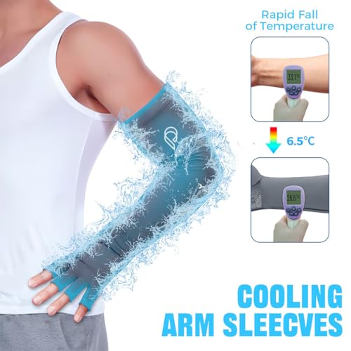 PALAY® Arm Sleeves for Men Women Hand Gloves for Sun Protection Summer UV Protection Cooling Hand Cover Quick Dry Breathable Silk Arm Sleeves for Driving, Bike Riding, Hiking - 1 Pairs - Image 4
