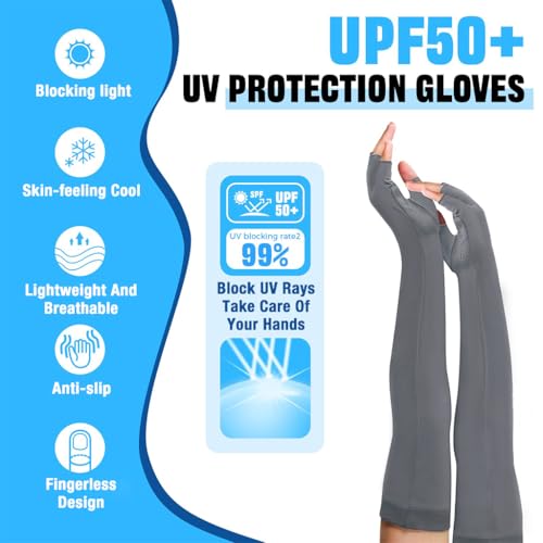 PALAY® Arm Sleeves for Men Women Hand Gloves for Sun Protection Summer UV Protection Cooling Hand Cover Quick Dry Breathable Silk Arm Sleeves for Driving, Bike Riding, Hiking - 1 Pairs - Image 3