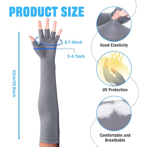 PALAY® Arm Sleeves for Men Women Hand Gloves for Sun Protection Summer UV Protection Cooling Hand Cover Quick Dry Breathable Silk Arm Sleeves for Driving, Bike Riding, Hiking - 1 Pairs - Image 2