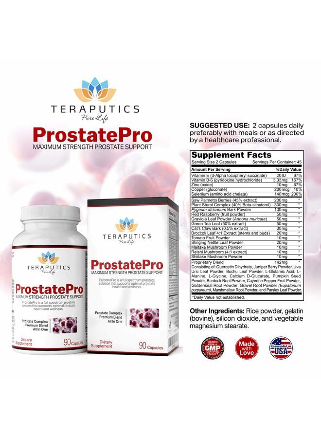 Teraputics ProstatePro - 33 Herbs Saw Palmetto Prostate Health Supplements For Men | Reduce Urination | Hair Growth w/DHT Blocker | Beta Sitosterol, Pygeum and Saw Palmetto for Men Prostate Support, 90 Capsules - Image 2