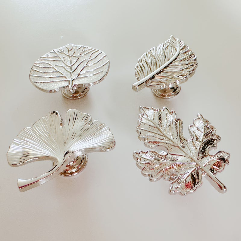 Golden 4pcs Metal Leaves Handles for Cabinet Wardrobe Drawers - Image 1