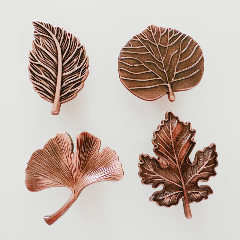 Golden 4pcs Metal Leaves Handles for Cabinet Wardrobe Drawers - Image 2