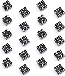 JESSINIE JESSINIE 20Pcs 8P IC Socket DIP Integrated Circuit IC Sockets Adaptor Solder Type 2.54mm Pitch Dual Row 8 Flat Pin  - Image 1