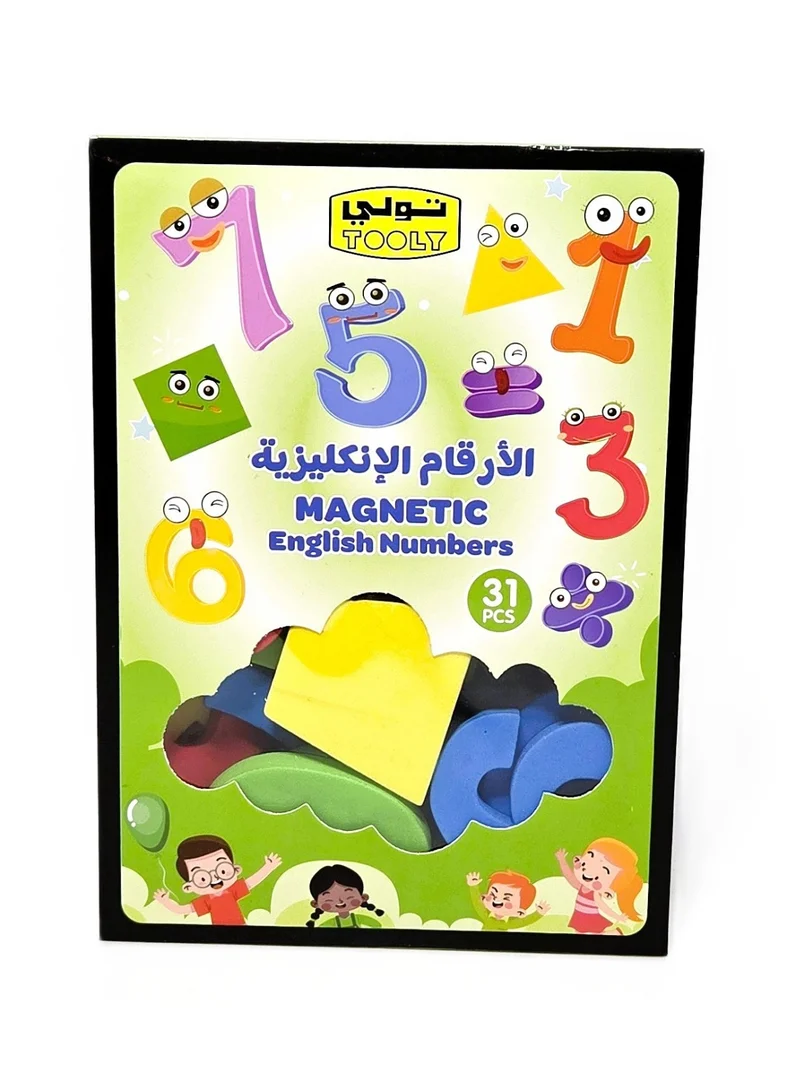 تولي مجموعـة الأرقام الإنجليزية والأشكال المغناطيسية للسبورة البيضاء (31 قطعة)
