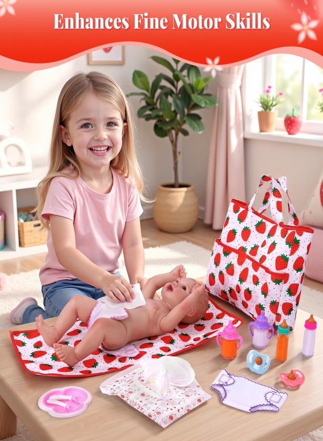 BABESIDE 14 Pcs Baby Doll Accessories, Baby Doll Feeding Set Includes Doll Diaper Bag, Baby Doll Bottles & More, Baby Doll Stuff for Girls - Image 5