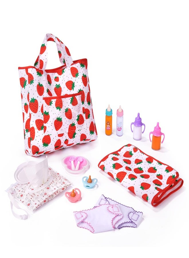 BABESIDE 14 Pcs Baby Doll Accessories, Baby Doll Feeding Set Includes Doll Diaper Bag, Baby Doll Bottles & More, Baby Doll Stuff for Girls - Image 1