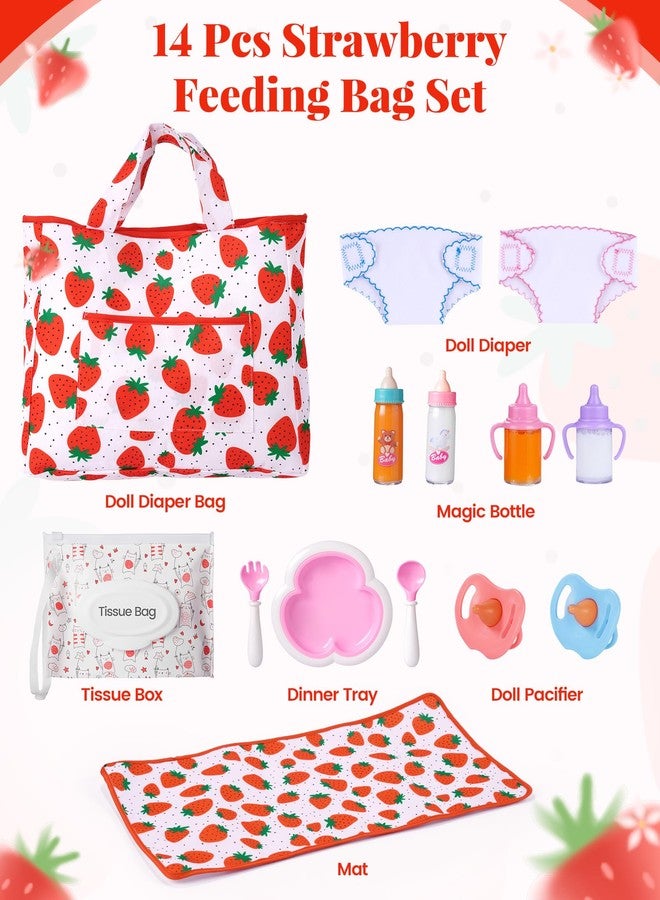 BABESIDE 14 Pcs Baby Doll Accessories, Baby Doll Feeding Set Includes Doll Diaper Bag, Baby Doll Bottles & More, Baby Doll Stuff for Girls - Image 4