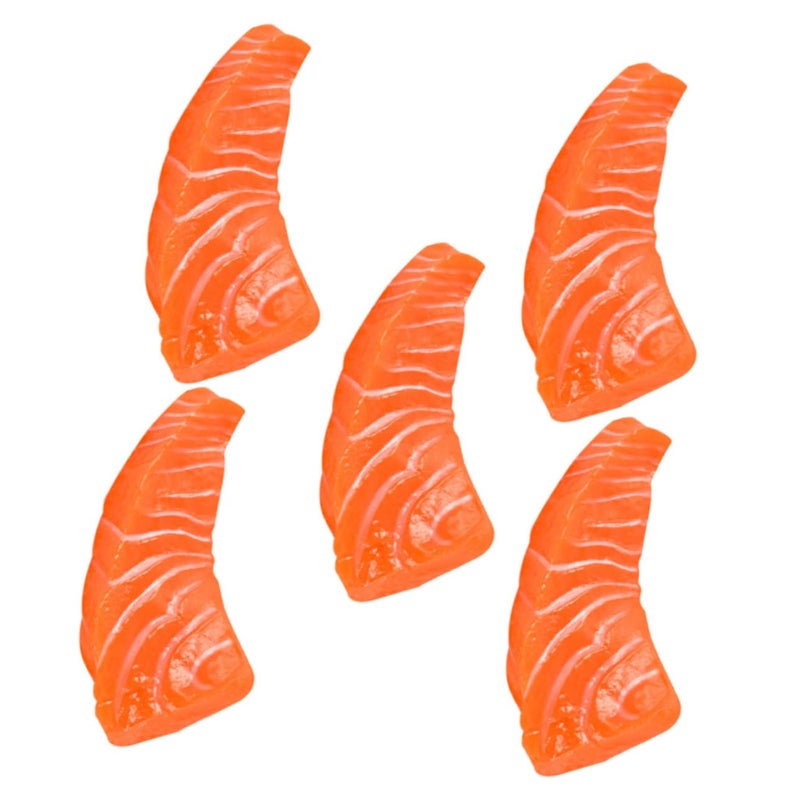 Lifelike Artificial Salmon Slices 5PCS Food Model For Kitchen Decor Photography Props - Image 2