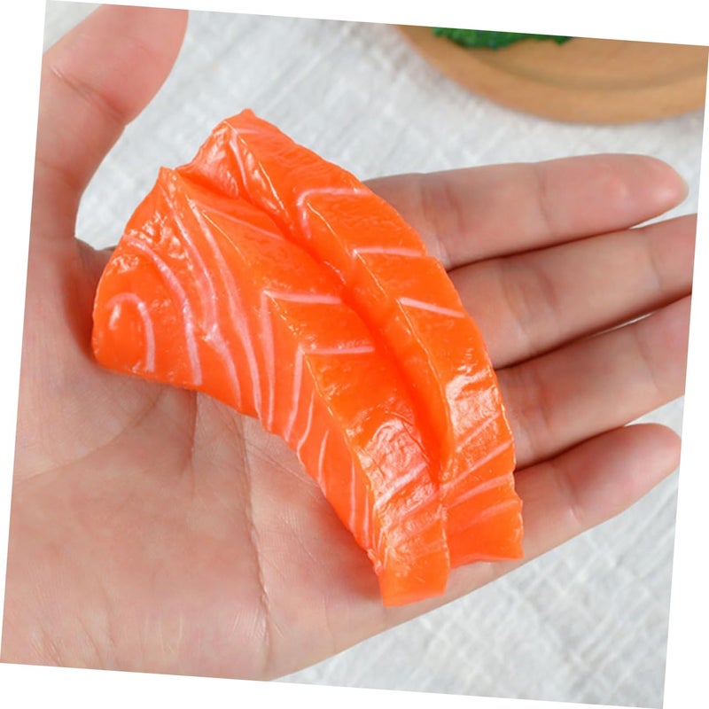 Lifelike Artificial Salmon Slices 5PCS Food Model For Kitchen Decor Photography Props - Image 4
