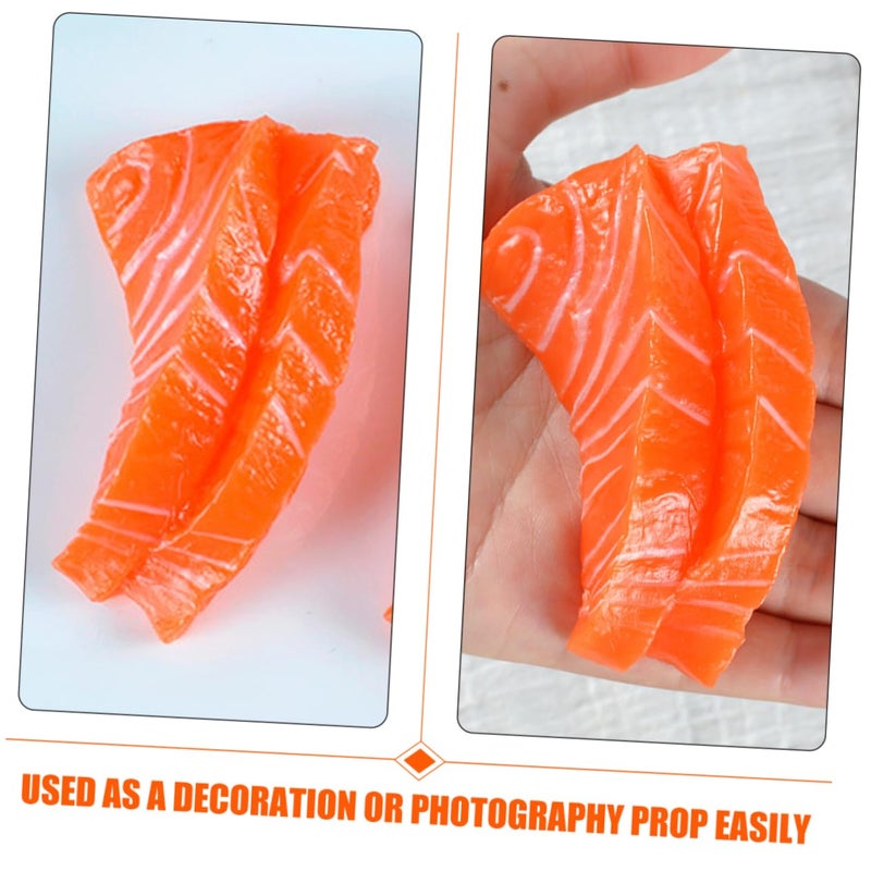 Lifelike Artificial Salmon Slices 5PCS Food Model For Kitchen Decor Photography Props - Image 5