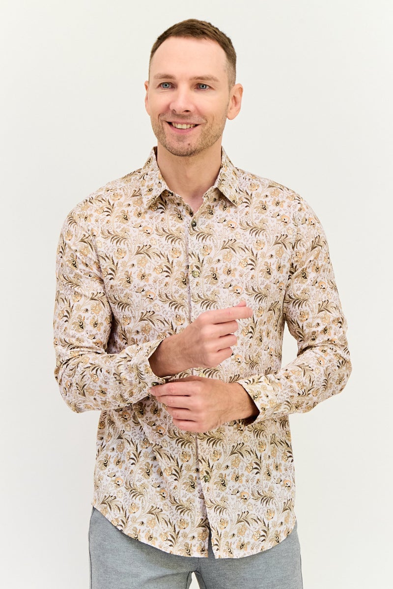 JACK & JONES قميص رجالي بقصة ضيقة بنمط بايسلي بأكمام طويلة، متعدد الألوان - Image 1