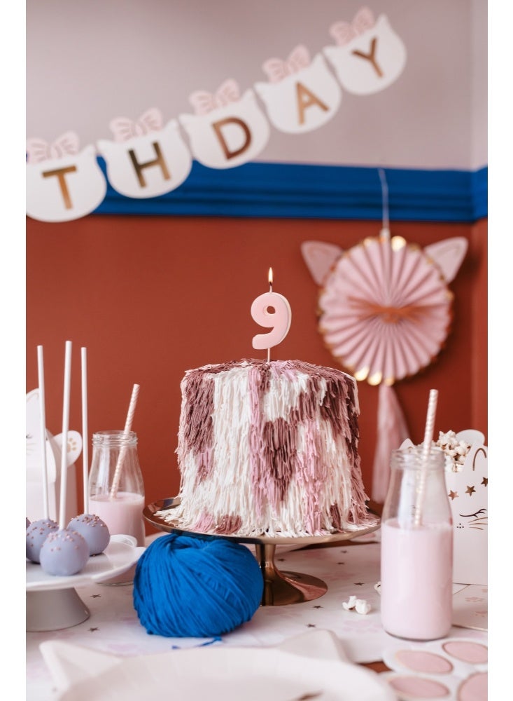 PartyDeco Light Pink Number Candle 9 - Image 2