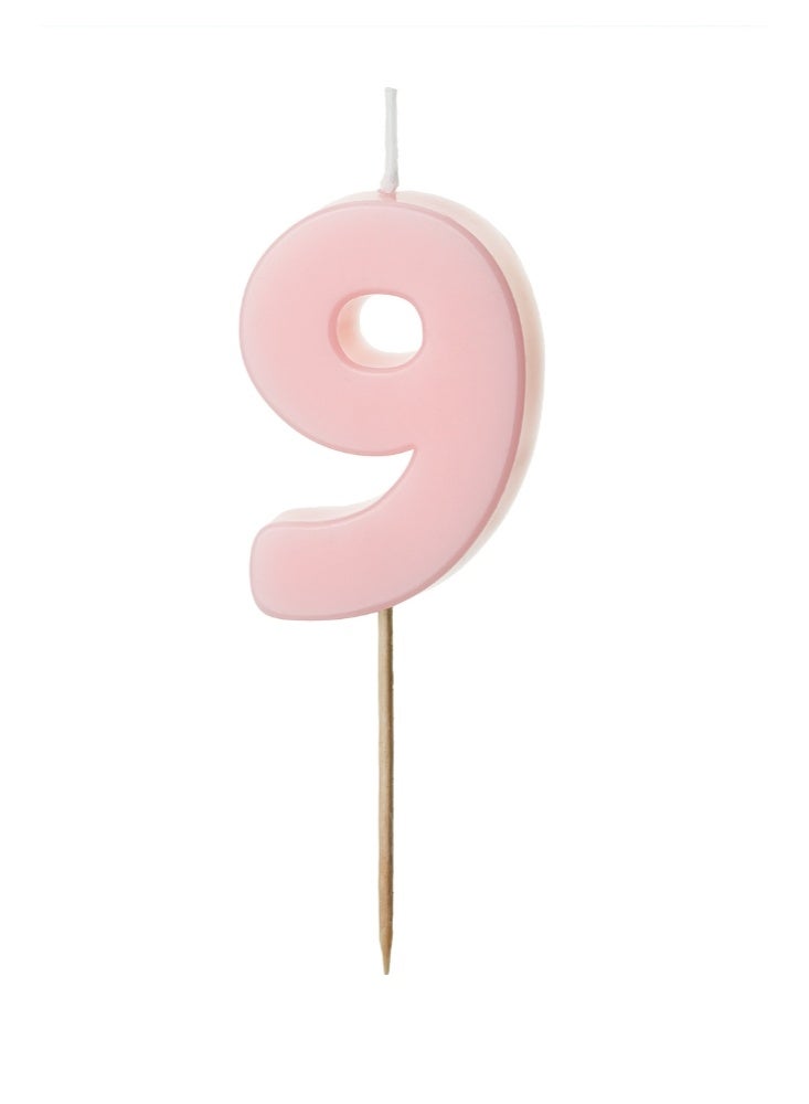 PartyDeco Light Pink Number Candle 9 - Image 1