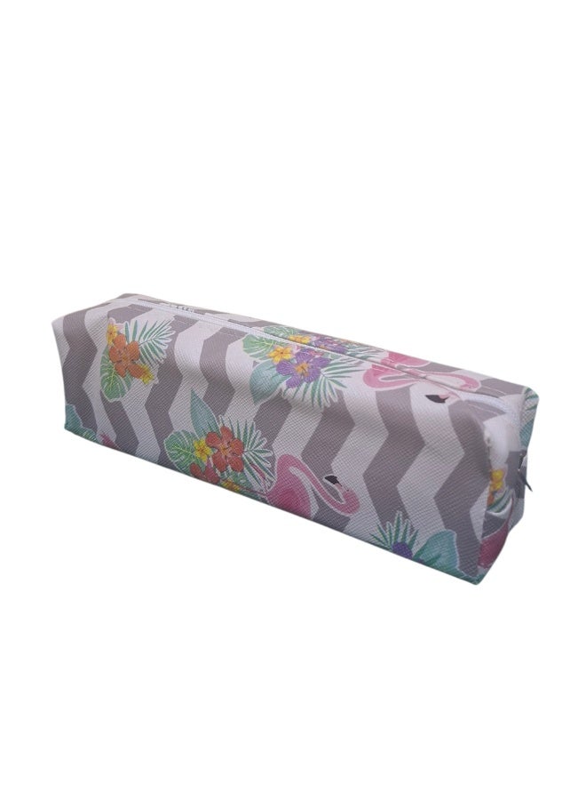 Striped Pencil Case With a Floral Design and One Zipper | Stylish School Pencil Case - Image 2