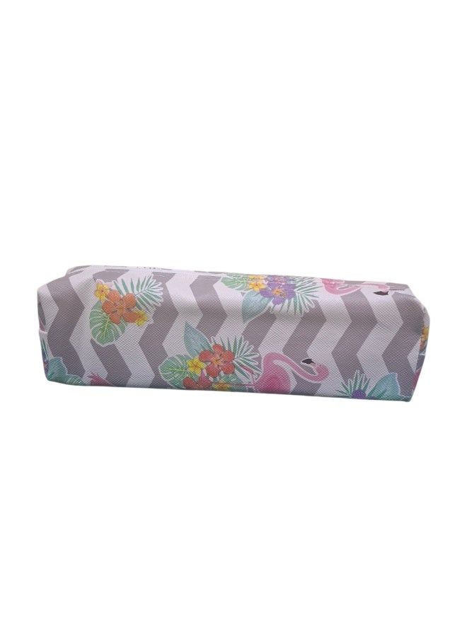 Striped Pencil Case With a Floral Design and One Zipper | Stylish School Pencil Case - Image 1