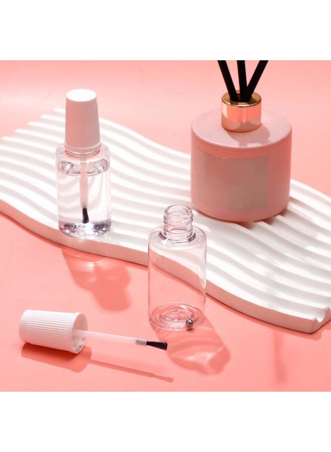 Irenare 20 Pcs 20ml Refillable Empty Nail Polish Bottles Plastic Nail Polish Container Empty Bottle with Mixing Marble Conservation Insert Brush Top, Clear - Image 2