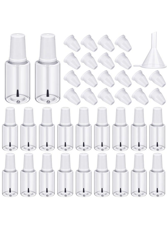 Irenare 20 Pcs 20ml Refillable Empty Nail Polish Bottles Plastic Nail Polish Container Empty Bottle with Mixing Marble Conservation Insert Brush Top, Clear - Image 1