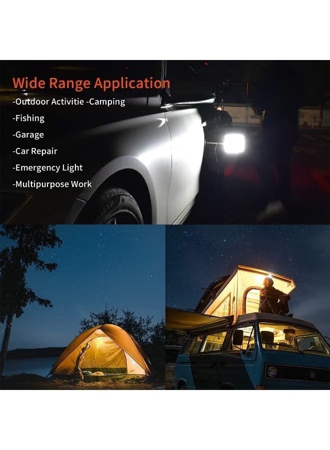 360 Light 360° COB LED Work Light – Portable & Ultra-Bright Magnetic Base, RF Remote, Car Battery Clip & Power Cable Perfect for Camping, Emergencies, Car Repairs & Outdoor Garage Use - Image 4