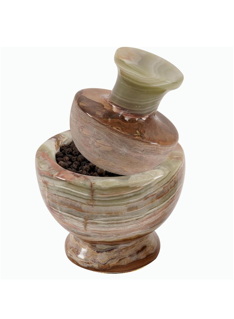 RADICALn Large Handmade Green onyx Marble Mortar and Pestle Set 4 x 4.5 Inch Kitchen Accessories Spice Grinder Marble-Seasoning Set Avocado Grinder- Mushroom Grinder  - Image 2
