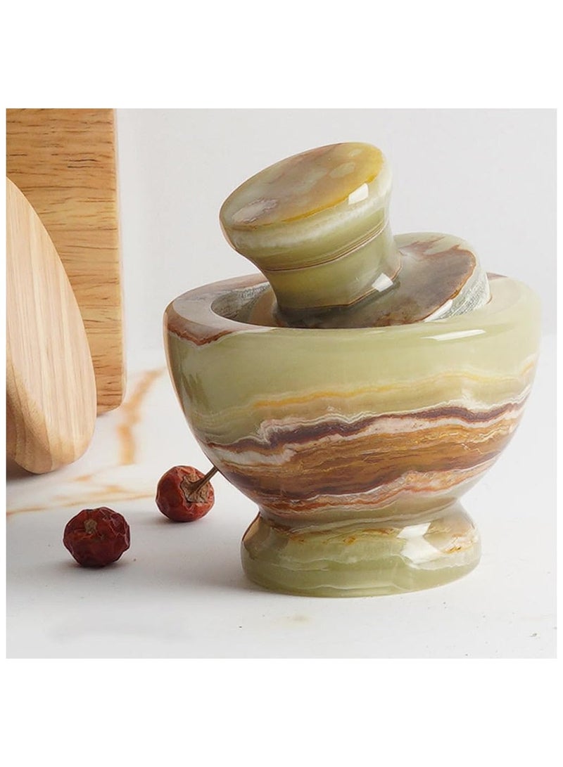 RADICALn Large Handmade Green onyx Marble Mortar and Pestle Set 4 x 4.5 Inch Kitchen Accessories Spice Grinder Marble-Seasoning Set Avocado Grinder- Mushroom Grinder  - Image 3