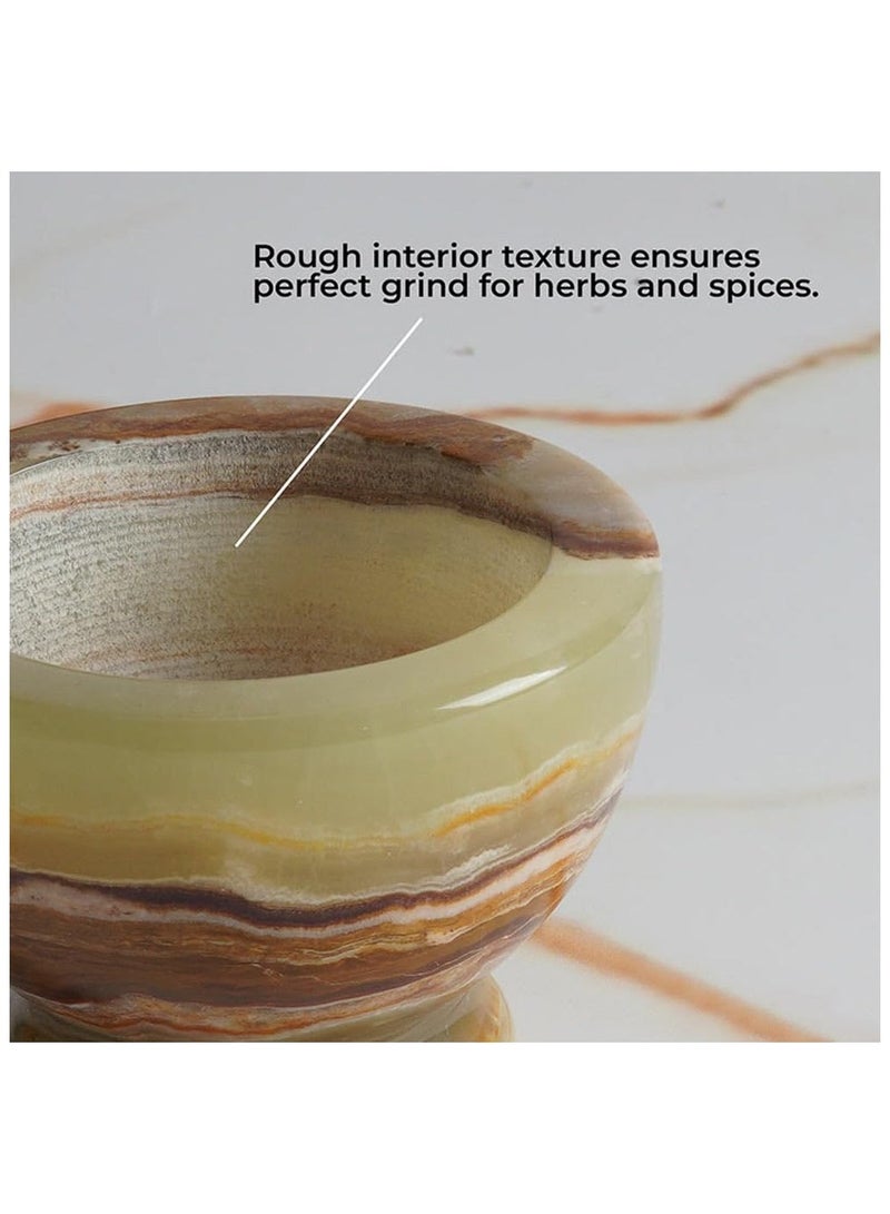 RADICALn Large Handmade Green onyx Marble Mortar and Pestle Set 4 x 4.5 Inch Kitchen Accessories Spice Grinder Marble-Seasoning Set Avocado Grinder- Mushroom Grinder  - Image 4